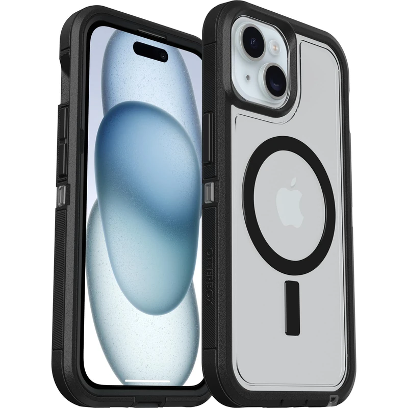 OtterBox Defender XT Case for iPhone 16e, 15, 14, 13 with MagSafe, Shockproof, Drop proof, Ultra-Rugged, Protective Case, 5x Tested to Military Standard, Clear/Black, No Retail Packaging