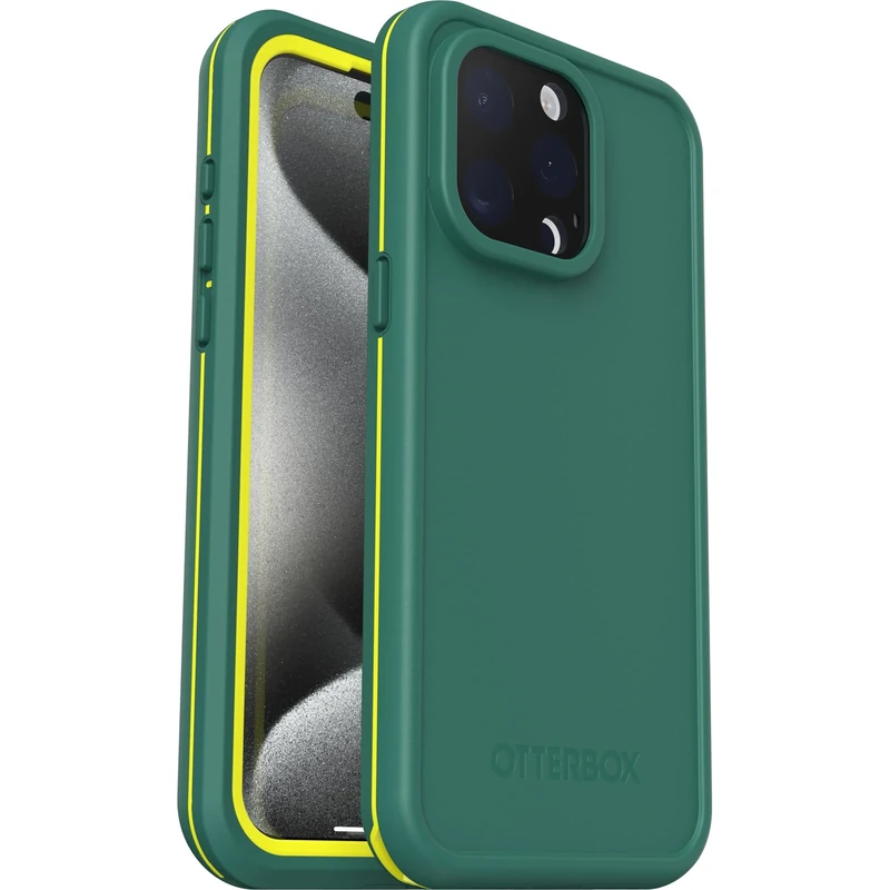 OtterBox Fre Case for iPhone 15 Pro Max for MagSafe, Waterproof (IP68), Shockproof, Dirtproof, Sleek and Slim Protective Case with built in Screen Protector, x5 Tested to Military Standard, Green