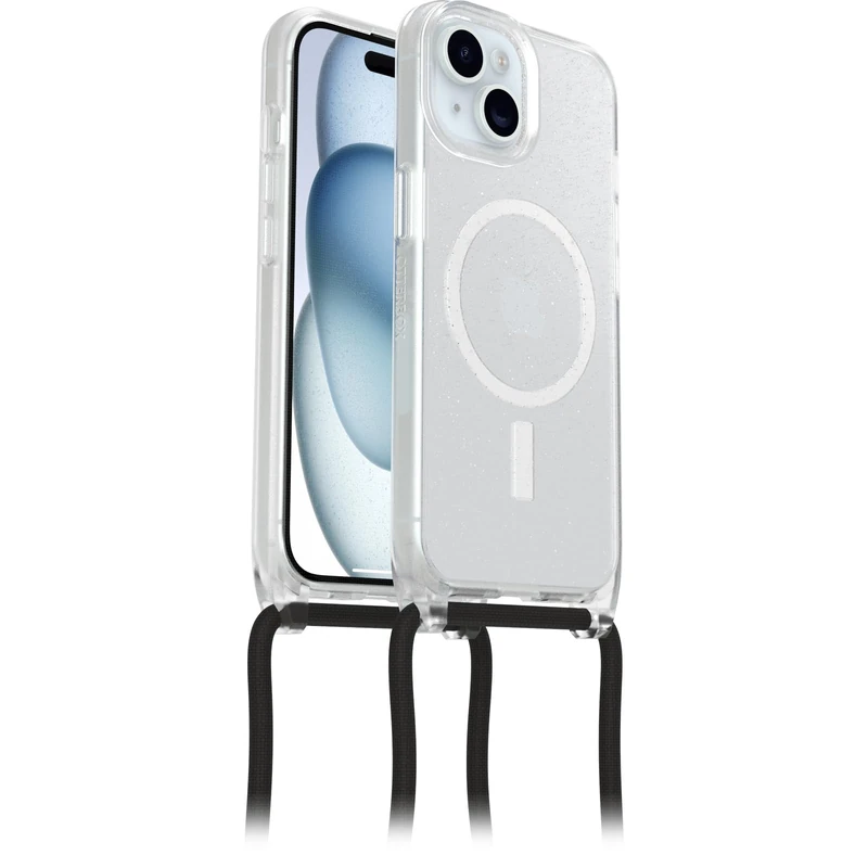 OtterBox React Necklace Case with MagSafe for iPhone 15, Ultra-Slim, Protective Case with Adjustable and Detachable Necklace Strap, Tested to Military Standard, Stardust