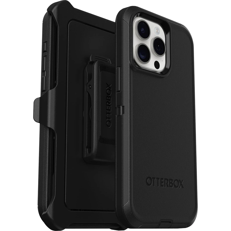 OtterBox Defender Case for iPhone 15 Pro Max, Shockproof, Drop Proof, Ultra-Rugged, Protective Case, 5x Tested to Military Standard, Black, No Retail Packaging