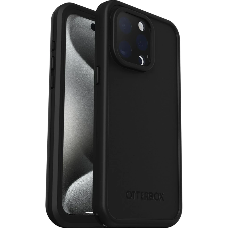 OtterBox Fre Case for iPhone 15 Pro Max for MagSafe, Waterproof (IP68), Shockproof, Dirtproof, Sleek and Slim Protective Case with built in Screen Protector, x5 Tested to Military Standard, Black
