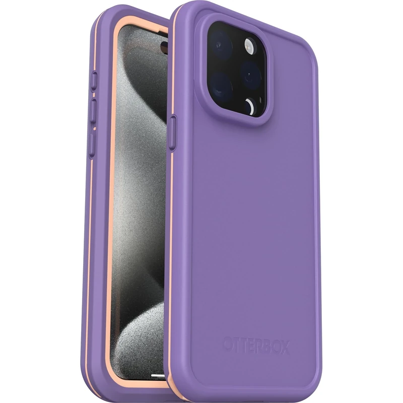 OtterBox Fre Case for iPhone 15 Pro Max for MagSafe, Waterproof (IP68), Shockproof, Dirtproof, Sleek and Slim Protective Case with built in Screen Protector, x5 Tested to Military Standard, Purple