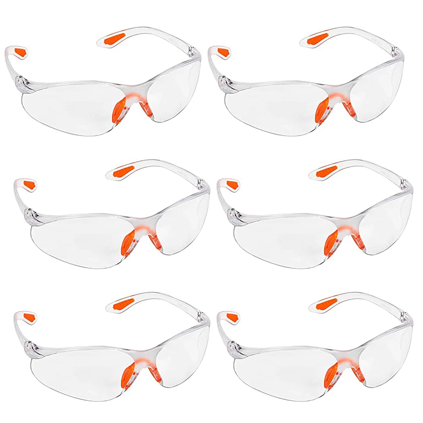 Gelishan 6Pcs Eye Protection Glasses - Anti Scratch, Anti Fog Safety Goggles - Protective Equipment for Construction, Laboratory, Chemicals (6)