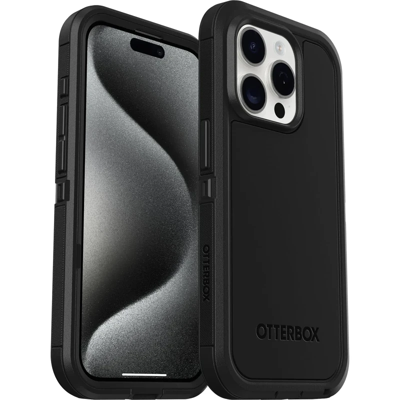 OtterBox Defender XT Case for iPhone 15 Pro with MagSafe, Shockproof, Drop proof, Ultra-Rugged, Protective Case, 5x Tested to Military Standard, Black, No Retail Packaging