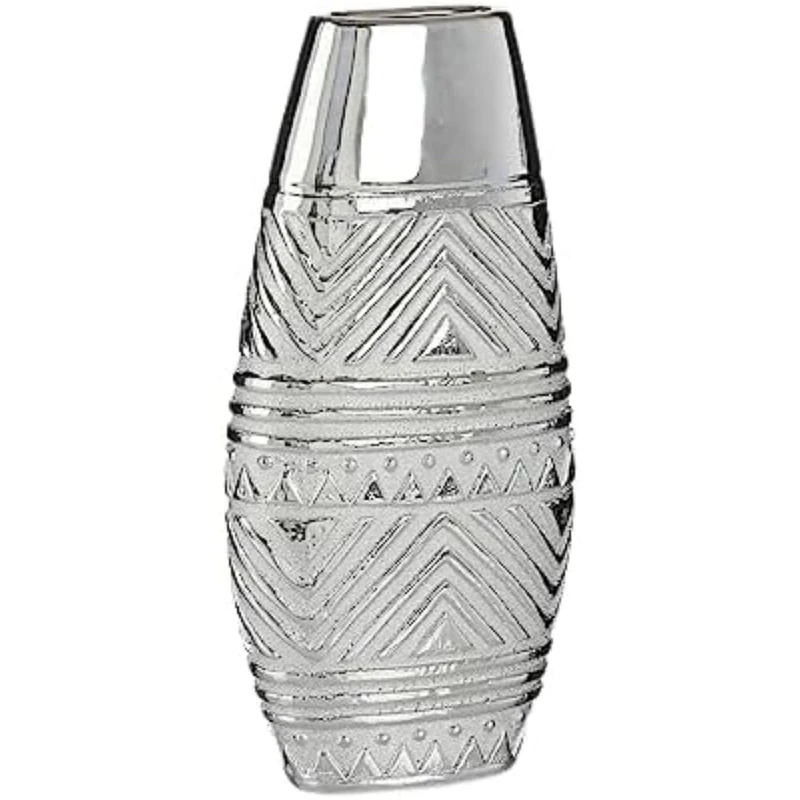 Gift Decor S3625960 Wide Silver Vase Ceramic, 7 cm x 29.5 cm x 14 cm, Box of 6