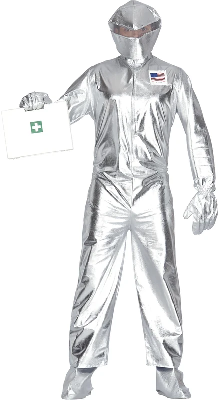 FIESTAS GUIRCA Astronaut Costume Space Suit Man – Full Space Suit Silver Costume Man Including Astronaut Helmet Size M 48-50