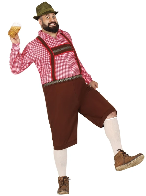 FIESTAS GUIRCA Oktoberfest Mens Fancy Dress Costume - Beer Fest Bavarian Costume - Lederhosen Fancy Dress Men Size XL 44-46