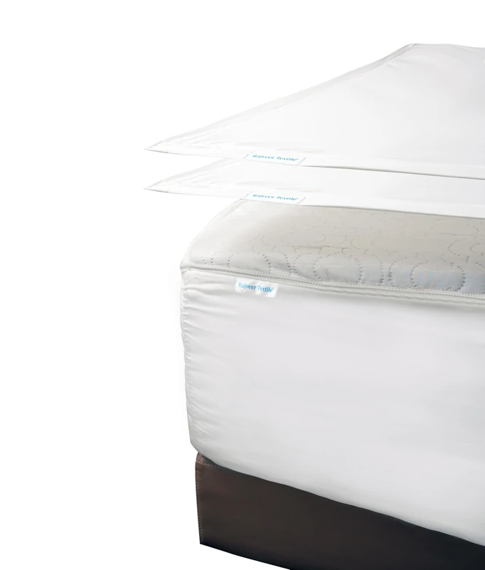 Zip On Fitted Sheet - Includes 1 Fitted Base + 2 Zip Sheet - Easy to Handle, Won’t Pop Off Sheet - 600 TC Cotton Fitted Sheet – 18" Deep Pocket Queen Size – White - Image 1