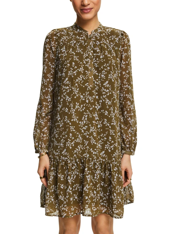 ESPRIT Womens 994ee1e304 Dress, 353/Khaki Green 4, 38 UK