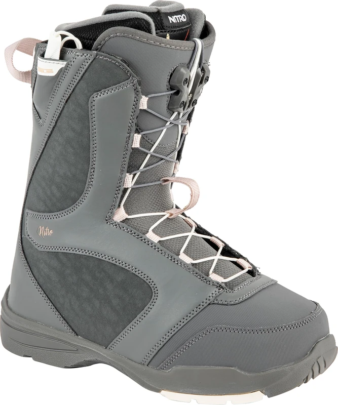 Nitro Women's Flora TLS All Mountain Freestyle Quick Lacing System Cheap Boat Snowboard Boot Charcoal, MP 26.0 // EU 40 // US WMN 8.5