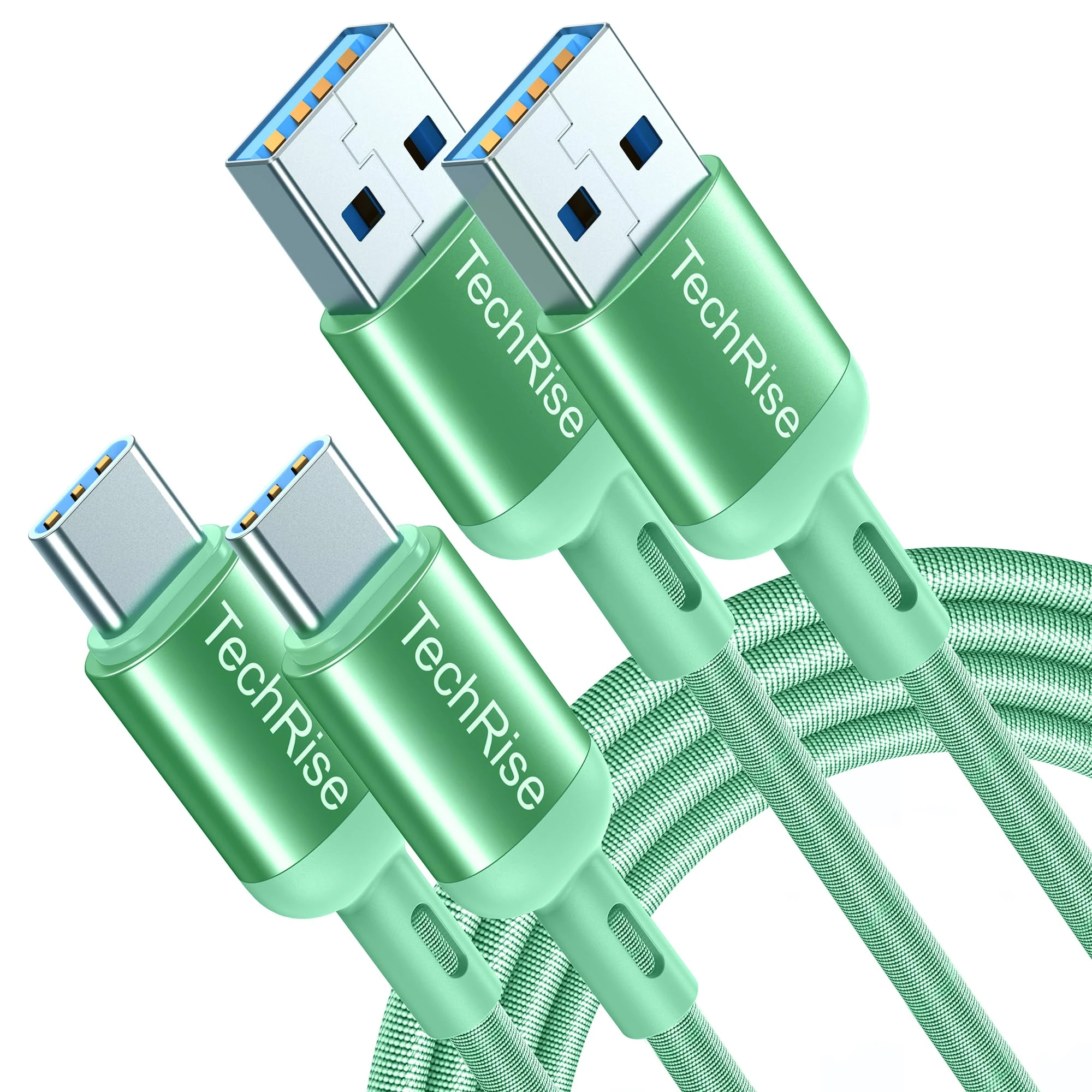 TechRise USB C Cable 2 Pack, USB Type C to USB A Charger Nylon Braided Fast Charge Cord for Samsung Galaxy S23 S22 S21 S20 S10, Google Pixel, Xperia, Android Mobile Phone (6.6 + 3.3ft)