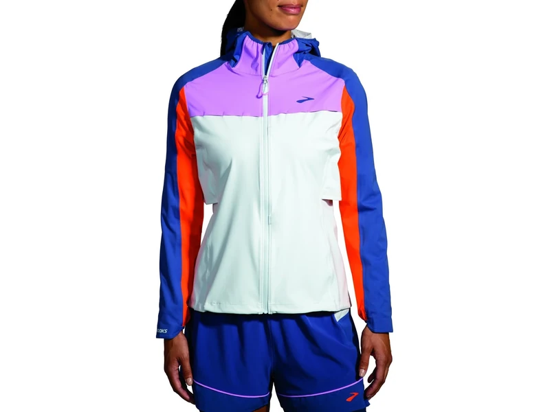 BROOKS 221608477 High Point Waterproof Jacket Jacket Women's SLATE/BRIGHT ORANGE/AEGEAN Size 30