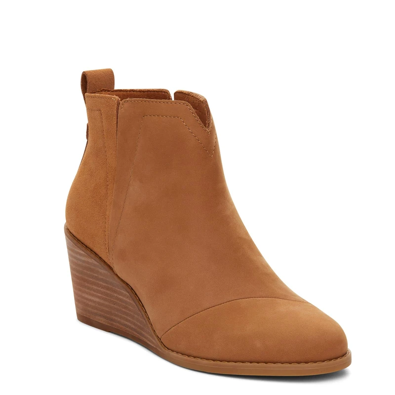 TOMS Womens Clare Ankle Boot, Tan Leather Suede, 5.5 UK