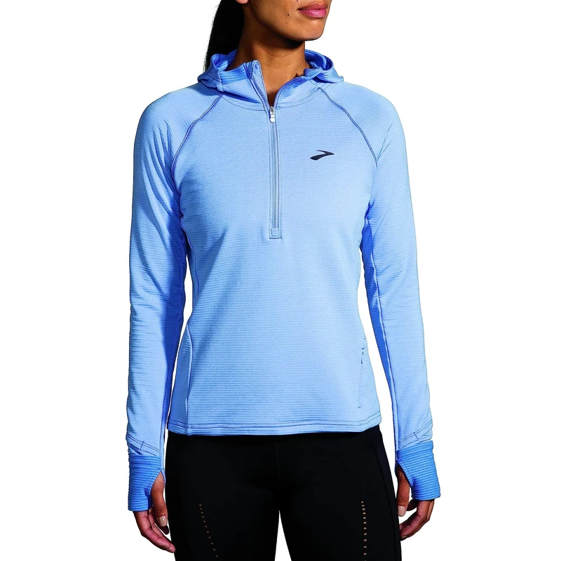 BROOKS 221568497 Notch Thermal Hoodie 2.0 Sweatshirt Women's Heather Blue Lavender Size 30