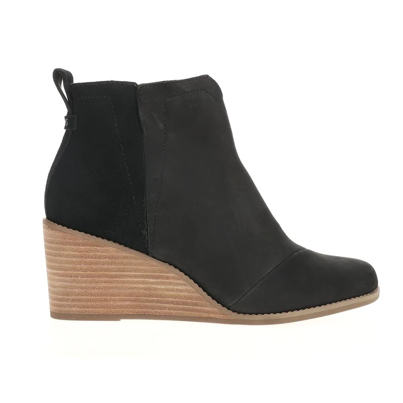 TOMS Women's Clare Ankle Boot, Black Leather/Suede, 5 UK