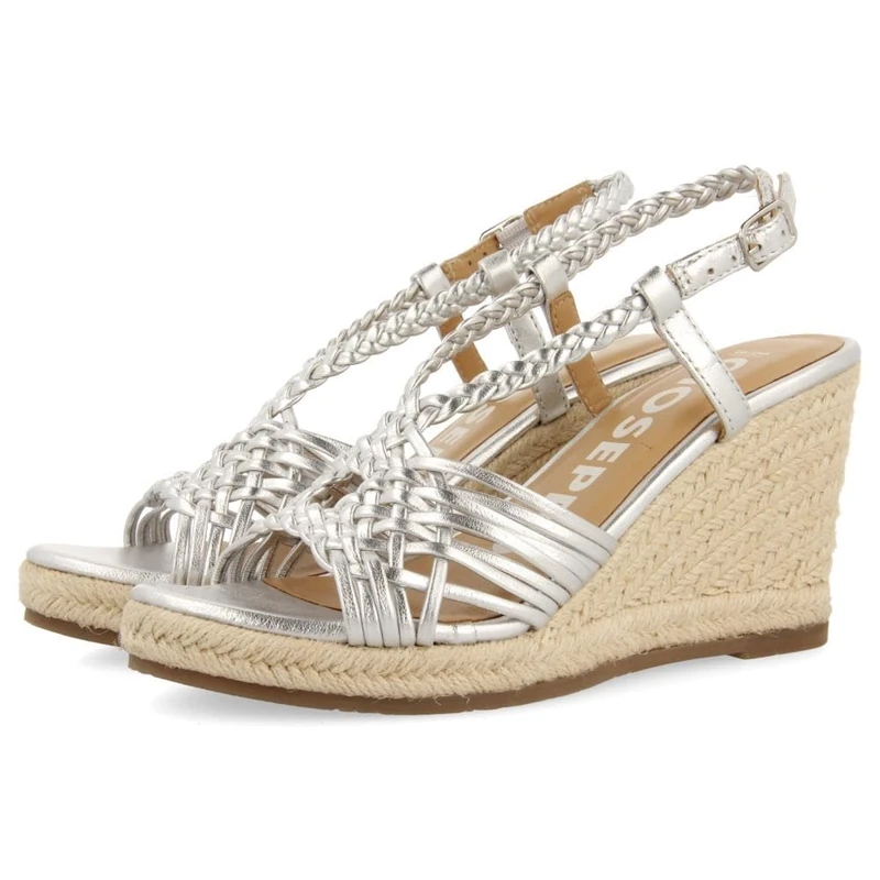 GIOSEPPO Glide, Women's Espadrilles Wedge Sandals, Silver, 41 EU, metallic silver, 8.5 UK