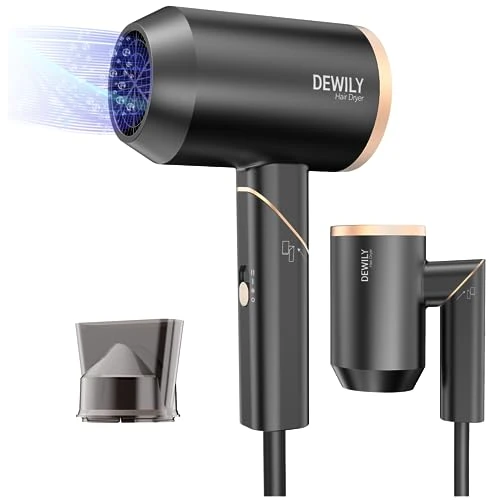 Hair Dryer Travel Hairdryers for Women Men-DEWILY Powerful Foldable Ironic Hair Dryers for Curly Hair and Straight Hair，Small Blow Dryer for Women Men, Fast Drying