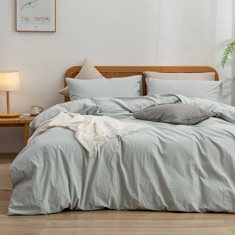 BESTOUCH Cotton Solid Duvet Cover Set Northern Droplet Grey Cal King