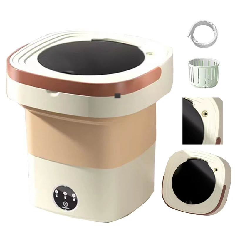 Portable Washing Machine, Mini Washing Machine Foldable, 15l Large Capacity, for Camping, Rv, Travel, Small Spaces, Lightweight and Easy to Carry (Color : Beige)