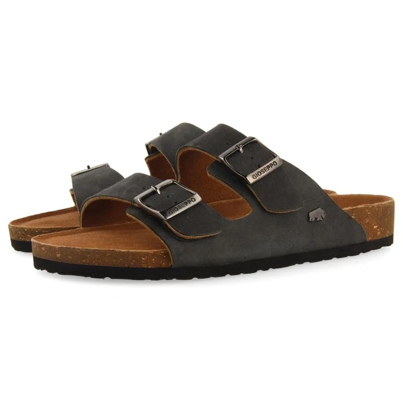 GIOSEPPO VIZZINI MEN'S LEATHER SANDALS WITH BIO SOLE, Black/White, 9.5 UK