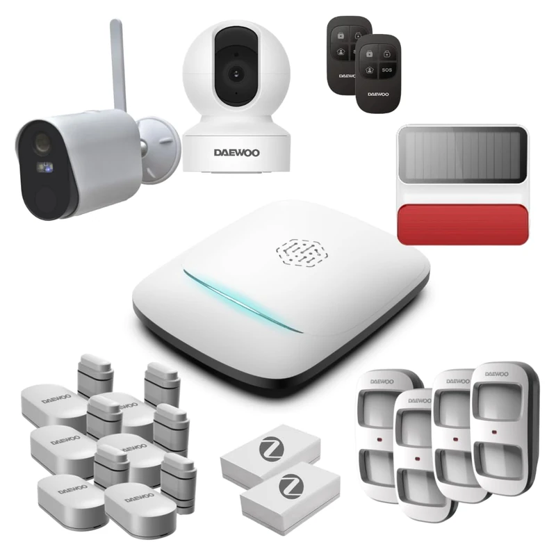 PA511Z Alarm Pack – Full 4G & Zigbee Alarm System, Compatible with Animals, Professional Quality, Remote Control, Outdoor Siren, 2 Cameras, Compatible with Amazon Alexa, Google Home