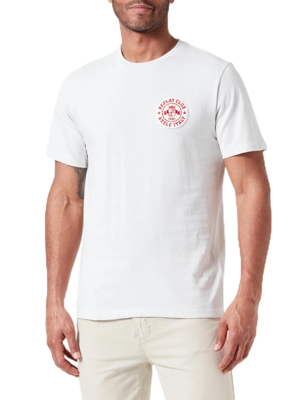 REPLAY Men's Short Sleeve Cotton T-Shirt, Artic Grey 563 (Grey), XS