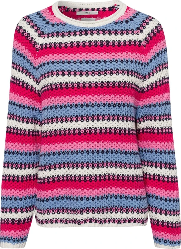 BRAX Women's Style Liz Honeycomb Pattern Multicolor Sweater, Magenta, 18