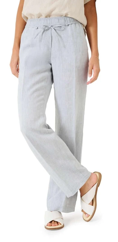 Brax Women's Style Farina Linen Trousers with Casual Silhouette Casual Trousers, Grey Melange, 36W x 30L