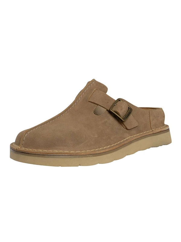 Clarks Solsbury Mule Mens Dark Sand Suede, 8.5