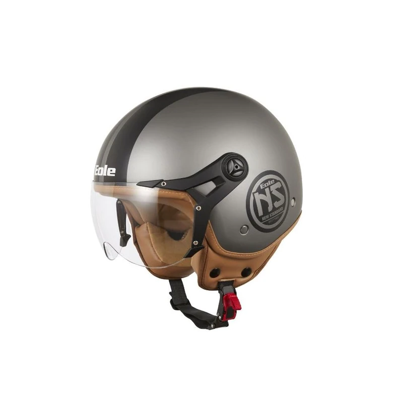 EOLE Jet Helmet New Standard Black & Grey, Size M (57-58cm)