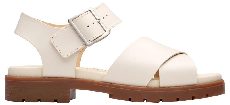 Clarks Women's Orinoco Cross Sandal, Cream Leather, 6.5 UK