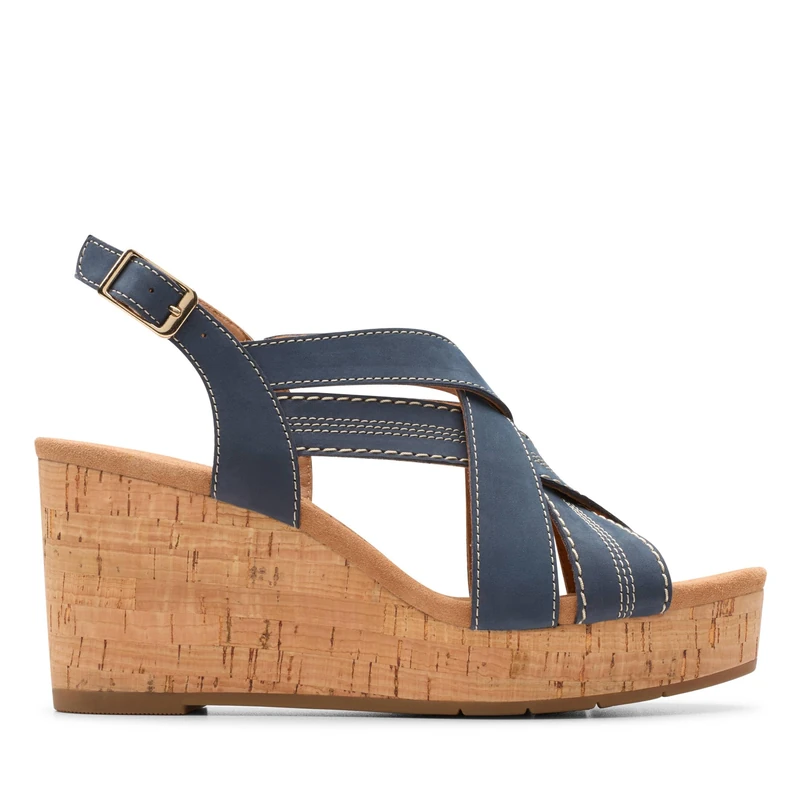 Clarks Women's Sabina Sling Sandal, Navy Nubuck, 4.5 UK