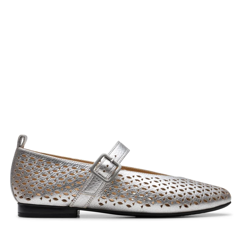 Clarks Fawna Jane Silver Metallic - Women's Ballet Flats