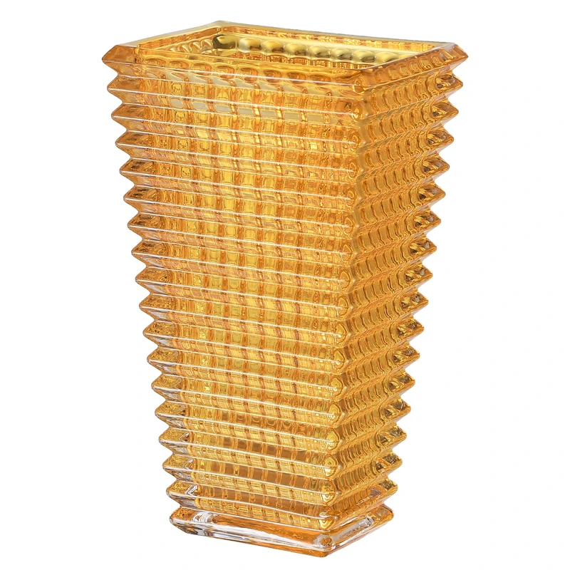 MCMCNCUIU Crystal Vase, Amber Glass Vase, Glass Vase, Vases for Centerpieces, Flower Vase, Large Glass Vase, Modern Vase for Living Room, Bedroom, Dining Table, Birthday, Wedding, 11 Inches