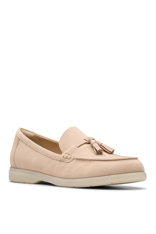 Clarks Womens Narini Edge Loafer, Sand Suede, 8 UK