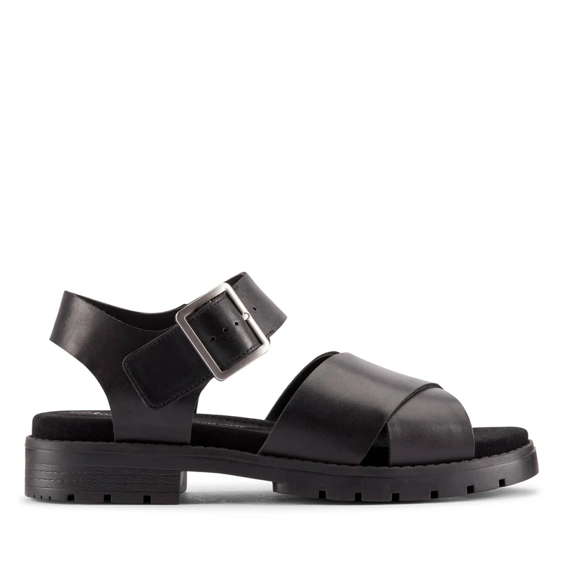 Clarks Women's Orinoco Cross Sandal, Black Leather, 3.5 UK