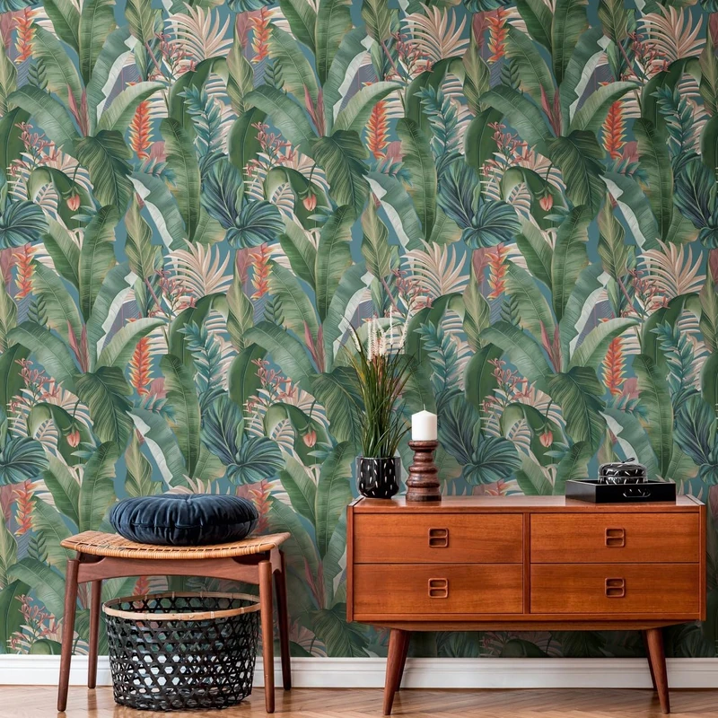 Livingwalls Non-Woven Wallpaper Jungle Blue Petrol - Wallpaper Living Room Bedroom 394352 - Wallpaper Jungle Leaves - 10.05 m x 0.53 m for 5.33 m² - Made in Germany