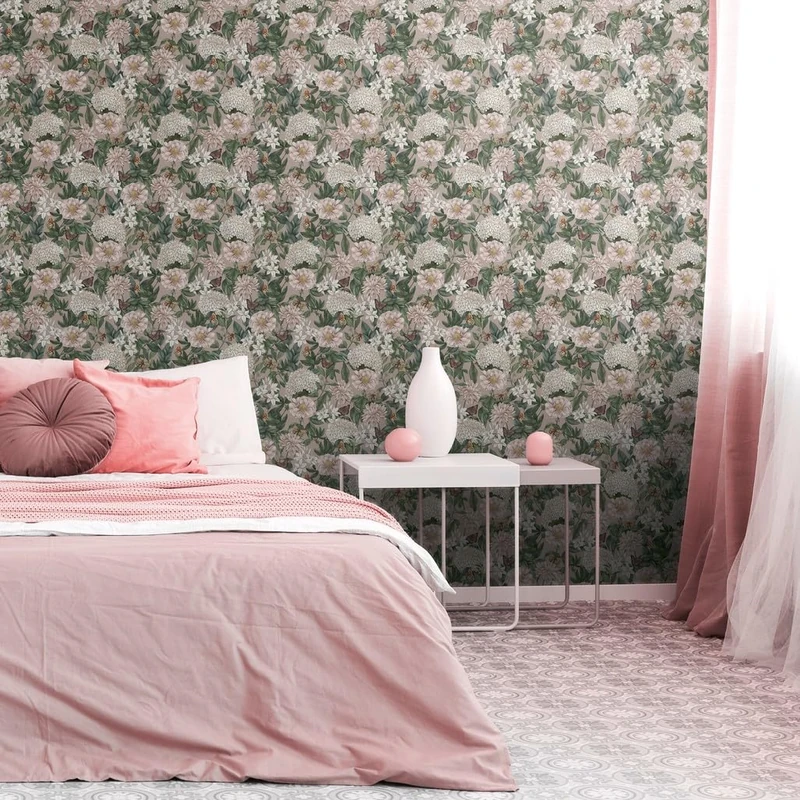 Livingwalls Floral Pink Green Wallpaper Living Room Bedroom 394262 - Non-Woven Wallpaper Jungle - 10.05 m x 0.53 m for 5.33 m² - Made in Germany