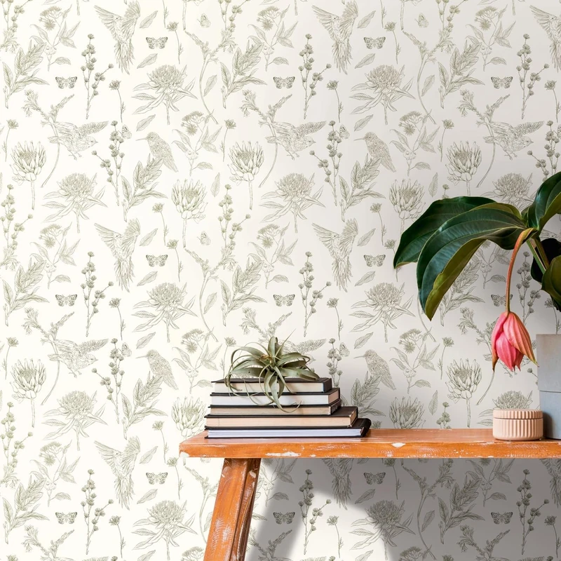 Livingwalls Flower Wallpaper White Green - Wallpaper Living Room Bedroom 394293 - Non-Woven Wallpaper Jungle - 10.05 m x 0.53 m for 5.33 m² - Made in Germany