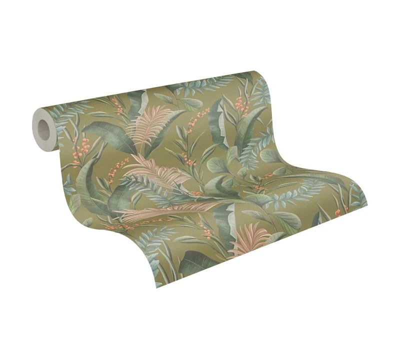 Livingwalls Wallpaper Green Beige - Wallpaper Living Room Bedroom 394363 - Non-Woven Wallpaper Jungle - 10.05 m x 0.53 m for 5.33 m² - Made in Germany