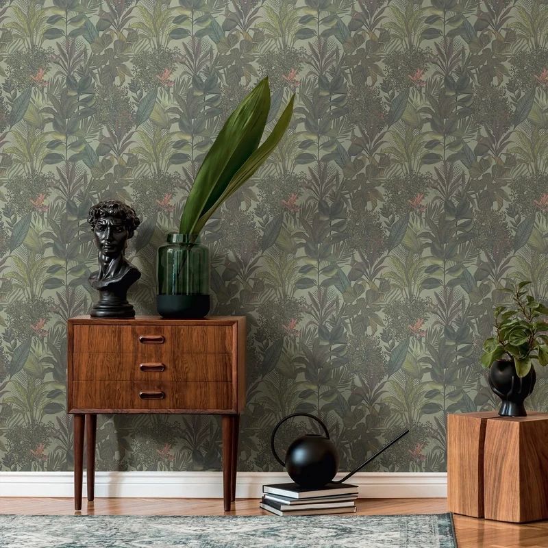 Livingwalls 394331 Non-Woven Wallpaper Jungle Green - Wallpaper Living Room Bedroom - 10.05 m x 0.53 m for 5.33 m² - Made in Germany