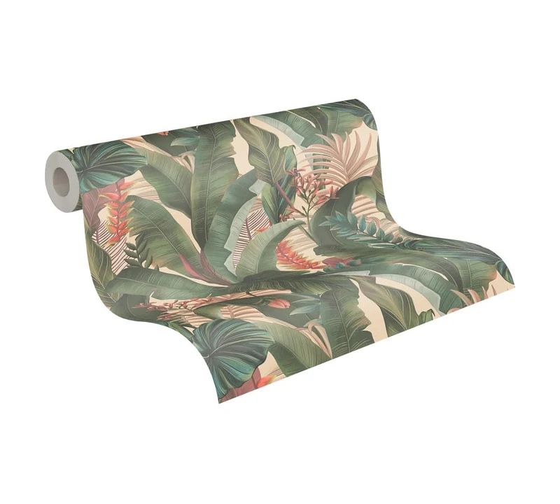 Livingwalls Non-Woven Wallpaper Jungle Beige Green - Wallpaper Living Room Bedroom 394351 - Wallpaper Jungle Leaves - 10.05 m x 0.53 m for 5.33 m² - Made in Germany