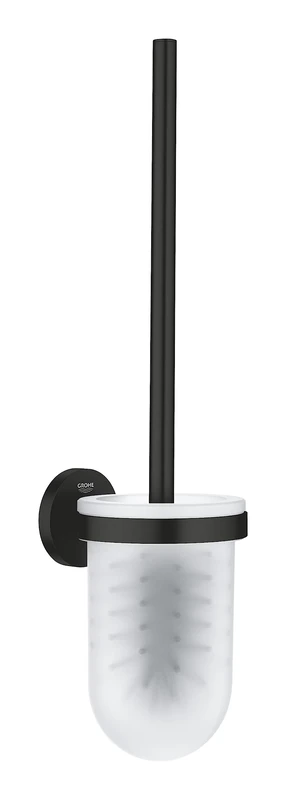 GROHE Start QuickFix Toilet Brush Set (Metal and Glass, Wall Mounted Concealed Fastening, Including Screws and Dowels, Extra Easy to Fit with GROHE QuickGlue), Size 398 mm, Matt Black, 411852430