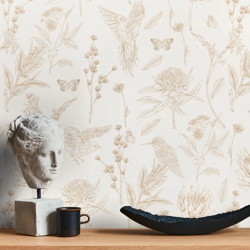 Livingwalls Flower Wallpaper White Brown - Wallpaper Living Room Bedroom 394291 - Non-Woven Wallpaper Jungle - 10.05 m x 0.53 m for 5.33 m² - Made in Germany