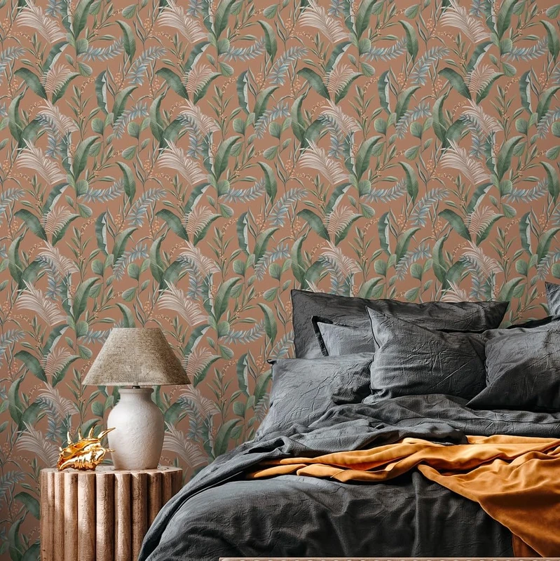 Livingwalls Jungle Wallpaper Orange Red - Wallpaper Living Room Bedroom 394362 - Non-Woven Wallpaper Jungle - 10.05 m x 0.53 m for 5.33 m² - Made in Germany