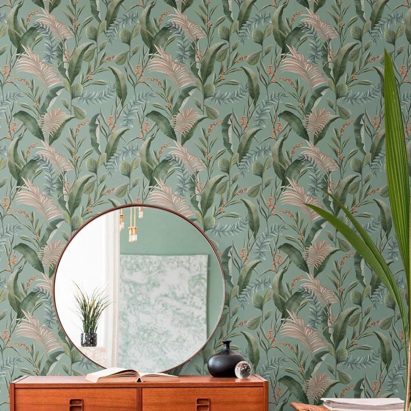 Livingwalls Jungle Wallpaper Blue Green - Wallpaper Living Room Bedroom 394364 - Non-Woven Wallpaper Jungle - 10.05 m x 0.53 m for 5.33 m² - Made in Germany