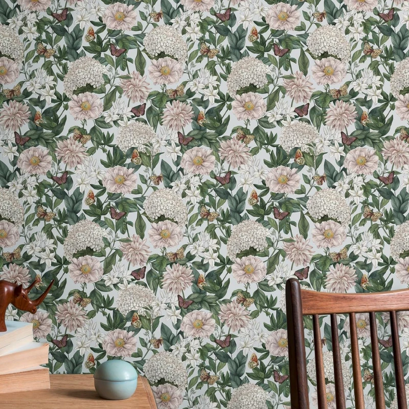 Livingwalls Wallpaper Light Grey White - Wallpaper Living Room Bedroom 394264 - Non-Woven Wallpaper Jungle - 10.05 m x 0.53 m for 5.33 m² - Made in Germany
