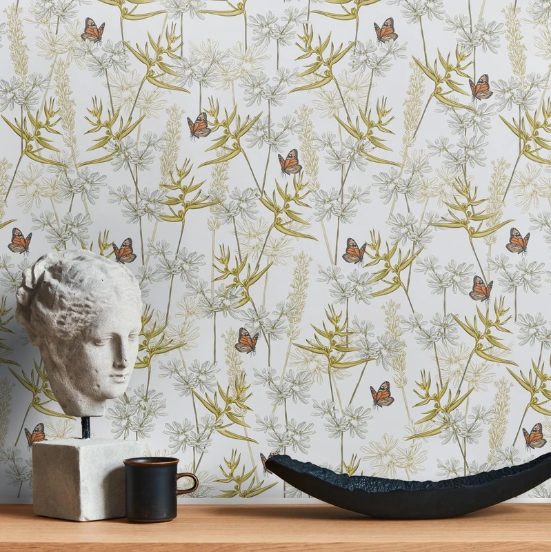 Wallpaper White Yellow - Wallpaper Living Room Bedroom 394231 - Non-Woven Wallpaper Floral - 10.05 m x 0.53 m for 5.33 m² - Made in Germany - Image 1