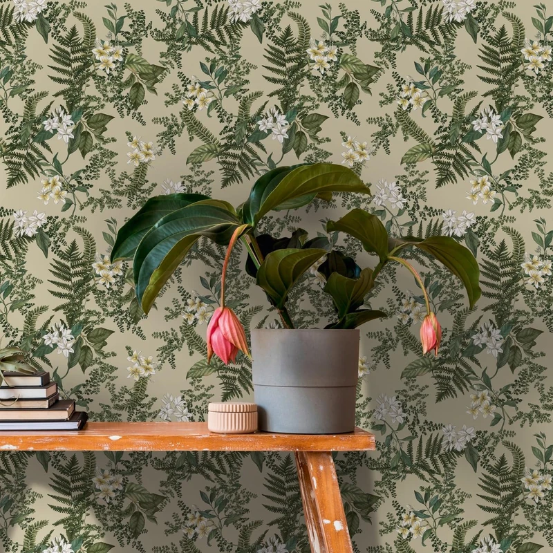 Livingwalls Wallpaper Green - Wallpaper Living Room Bedroom 394241 - Non-Woven Wallpaper Floral - 10.05 m x 0.53 m for 5.33 m² - Made in Germany