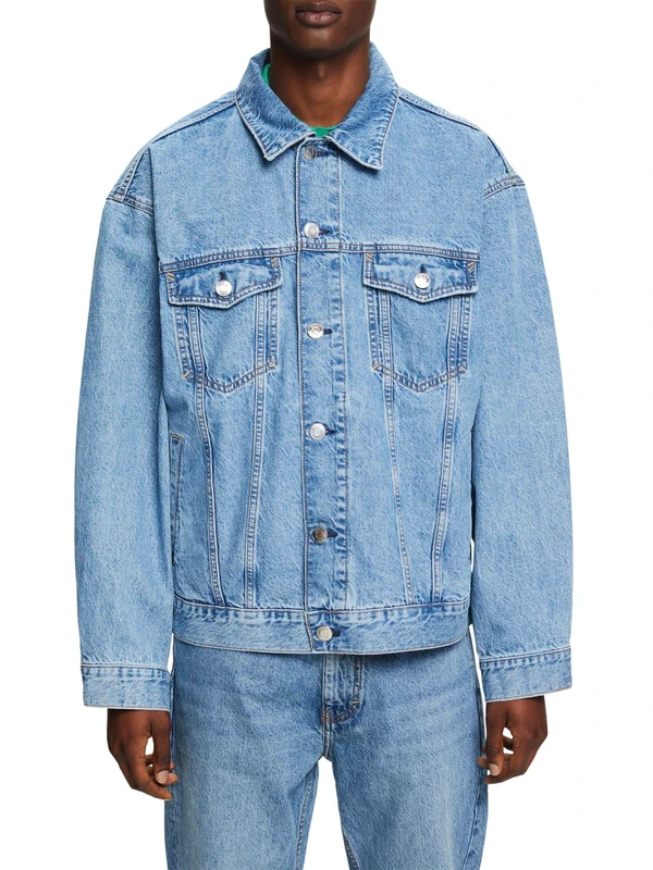 ESPRIT Men's 034ee2g308 Jacket, 903/Blue Light Wash, S